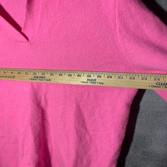 J Crew Sweater Women XL Pink V Neck Preppy Casual Polo Pullover Extra Soft - Picture 3 of 7